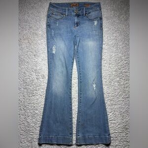 Seven7 Jeans Womens 29 Sexy Flare Distressed Bell Bottoms Stretch Regular BOHO